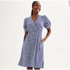 Draper James Blue and White Midi Dress